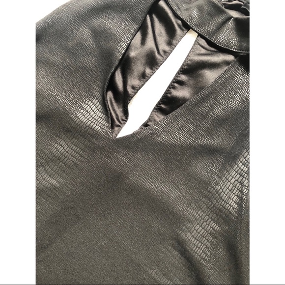 Olivaceous • Black Faux Leather Snakeskin Print High Neck Keyhole Tank - Picture 8 of 12